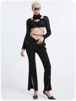 Kollyy Edgy Black Lace-Up Cut Out Top Sweater 9 Kollyy Edgy Black Lace-Up Cut Out Top Sweater -Tops Sales baa09895255e19200286853fb23bace5