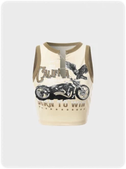 Kollyy Street Apricot Letter Graffiti Top Tank Top & Cami