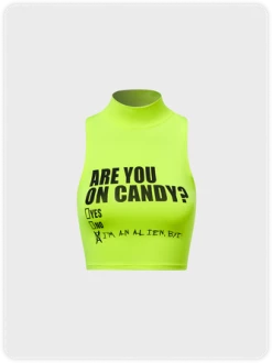 Kollyy Casual Fluorescent Green Top Tank Top & Cami