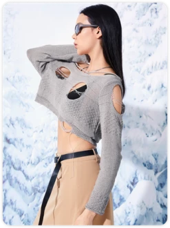 Kollyy Street Gray Asymmetrical Design Cut Out Top Sweater 12 Kollyy Street Gray Asymmetrical Design Cut Out Top Sweater -Tops Sales bc88bfc69524da5d0febf03322bef7b2