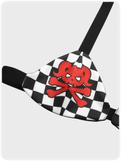 Kollyy Punk Black Plaid Skull Removable Straps Top Tank Top & Cami -Tops Sales bcb60c1ee4778d0f3a2bdbf32de9c610