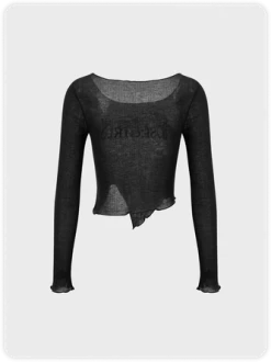 Kollyy Y2K Black Irregular Hem Letter Top T-Shirt 7 Kollyy Y2K Black Irregular Hem Letter Top T-Shirt -Tops Sales bcdad5743886b94ef134579dea4b2f20