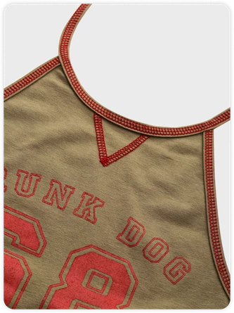 Kollyy Y2K Khaki Letter Lace Up Halloween Top Tank Top & Cami 2 Kollyy Y2K Khaki Letter Lace Up Halloween Top Tank Top & Cami - Image 2