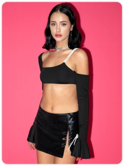 Kollyy Edgy Black Asymmetrical Design Top T-Shirt -Tops Sales bce9cadef352d9874d41da59919db9ac