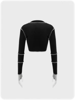 Kollyy Street Black Color Block Inside-Out Top T-Shirt -Tops Sales bcf84800b99d9af4a8ba27a26c074bf4