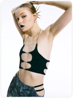 Kollyy Casual Black Top Tank Top & Cami