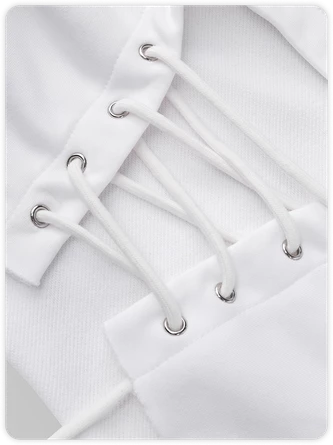 Kollyy Sweet White Cut Out Tiered Design Top Hoodie & Sweatshirt 2 Kollyy Sweet White Cut Out Tiered Design Top Hoodie & Sweatshirt - Image 2