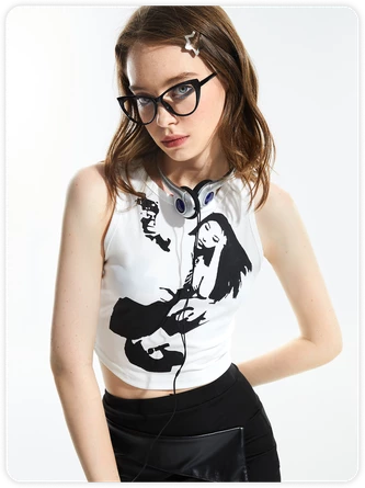 Kollyy Y2K White Figure Back To School Top Tank Top & Cami 1 Kollyy Y2K White Figure Back To School Top Tank Top & Cami