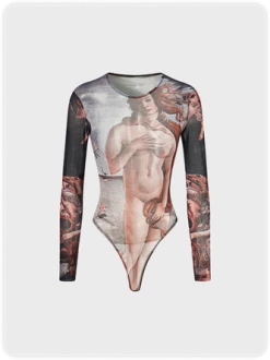 Kollyy Edgy Multicolor Figure Top Bodysuit