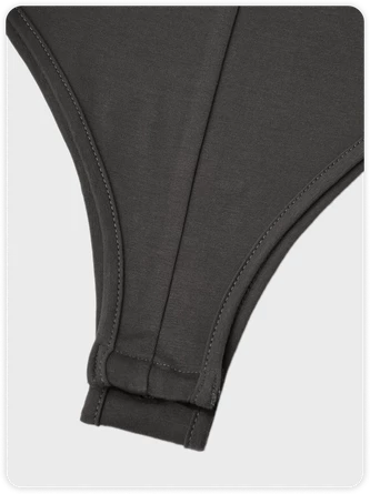 Kollyy Street Gray Cut Out Raw Edge Top Bodysuit 2 Kollyy Street Gray Cut Out Raw Edge Top Bodysuit - Image 2