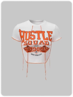 Kollyy Street White Letter Inside-Out Top T-Shirt