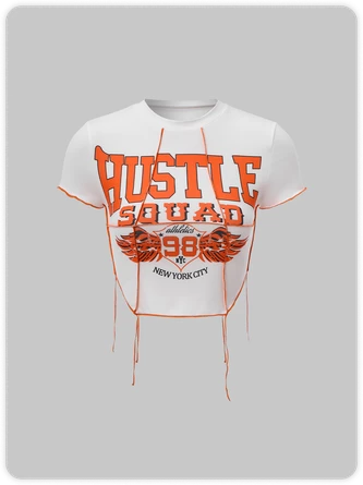 Kollyy Street White Letter Inside-Out Top T-Shirt 1 Kollyy Street White Letter Inside-Out Top T-Shirt