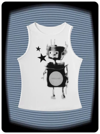 Kollyy Street White Star Top Tank Top & Cami 2 Kollyy Street White Star Top Tank Top & Cami - Image 2