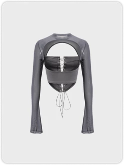 Kollyy Street Gray Mesh Tie Up Top Women Top -Tops Sales c7d1b7aea48ca30e03498f41cd19d47c