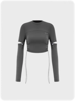 Kollyy Casual Gray Top T-Shirt