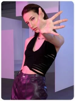 Kollyy Vintage Black Top Tank Top & Cami