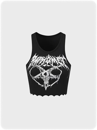 Kollyy Punk Black Graphic Totem Halloween Top Tank Top & Cami 1 Kollyy Punk Black Graphic Totem Halloween Top Tank Top & Cami