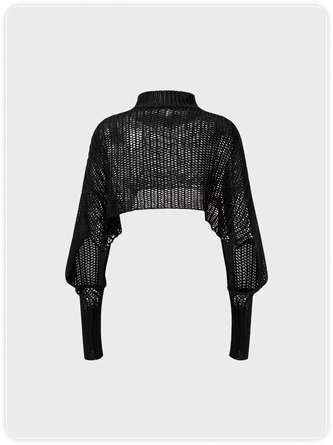 Kollyy Casual Black Cut Out Perkins Collar Top Sweater 8 Kollyy Casual Black Cut Out Perkins Collar Top Sweater - Image 8