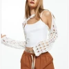 Kollyy White Knit Cropped Top Sweater