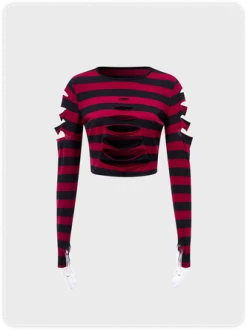 Kollyy Street Red Cut Out Top T-Shirt