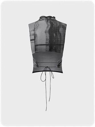 Kollyy Edgy Black Lace Up Abstract Top Tank Top & Cami 4 Kollyy Edgy Black Lace Up Abstract Top Tank Top & Cami - Image 4