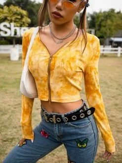 Kollyy Casual Yellow Top Outwear