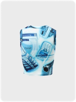 Kollyy Y2K Blue Cropped Abstract Back To School Top Tank Top & Cami -Tops Sales cb8af724b3edba889cb277a772c94523