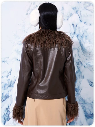 Kollyy Y2k Brown Feather Top Outwear 7 Kollyy Y2k Brown Feather Top Outwear - Image 7