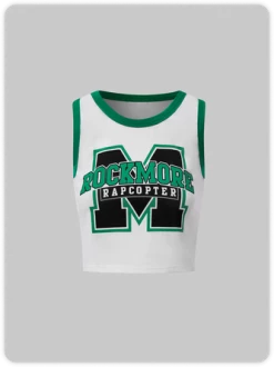 Kollyy Y2K White Graphic Color Block Top Tank Top & Cami