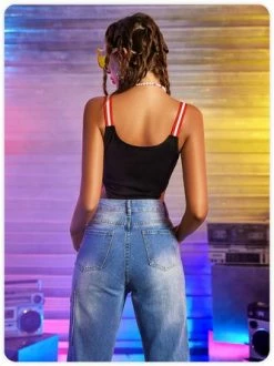 Kollyy Street Black Sleeveless Embroidery Cyberpunk Top Bodysuit -Tops Sales cd38290fae725db808589e961b2e1e55