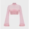 Kollyy Y2k Pink Patchwork Sherpa Mesh Top Women Top