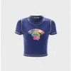 Kollyy Vacation Navy Blue Cartoon Short Sleeves Top T-Shirt