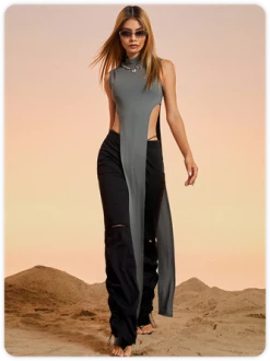 Kollyy Gray Top Tank Top & Cami