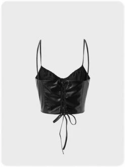 Kollyy Street Black Pu Tie-Up Top Tank Top & Cami -Tops Sales cef5f5a832e5658351930f47337f4037