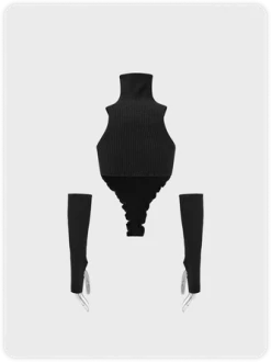 Kollyy Street Black High Neck Irregular Hem Arm Sleeves Top Sweater 17 Kollyy Street Black High Neck Irregular Hem Arm Sleeves Top Sweater -Tops Sales cf6863cce7116fc8c032c605462ed2fe