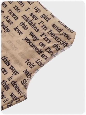 Kollyy Y2K Khaki Mesh Letter Arm Sleeves Party Top Women Top 12 Kollyy Y2K Khaki Mesh Letter Arm Sleeves Party Top Women Top - Image 12