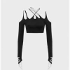 Kollyy Edgy Black Cut Out Backless Design Top T-Shirt