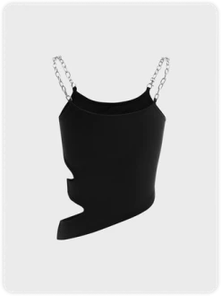 Kollyy Black Asymmetrical Design Cut Out Top Tank Top & Cami -Tops Sales d38140b84736a5068e6a7f309407e49a
