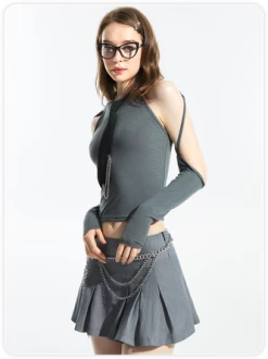 Kollyy Y2K Gray Lace Up Top T-Shirt -Tops Sales d47fa216ff73f745998777a8b4ac7ef1