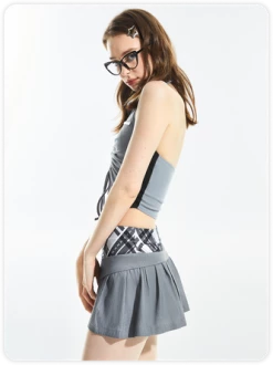 Kollyy Y2K Gray Drawstring V-Neck Back To School Top Tank Top & Cami -Tops Sales d51c4c4232973c32541bec8b54d56b8a