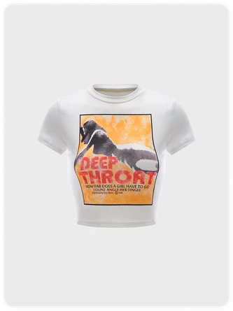 Kollyy Y2K White Body Print Crew Neck Top T-Shirt 1 Kollyy Y2K White Body Print Crew Neck Top T-Shirt