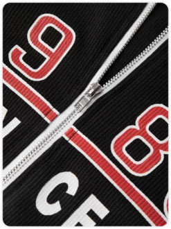 Kollyy Street Black Text Letters Color Block Zip Up Top T-Shirt -Tops Sales d62bb388ec593b42f4a565a4f3836c24