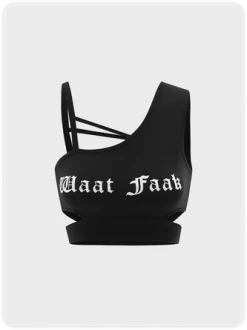 Kollyy Street Black Lace-Up Design Asymmetrical Design Top Tank Top & Cami