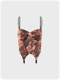 Kollyy Y2K Brown Spaghetti Strap Sleeveless Top Tank Top & Cami