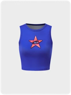 Kollyy Y2K Blue Star Slim Top Tank Top & Cami