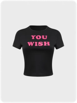 Kollyy Y2k Black Letter Color Block Top T-Shirt