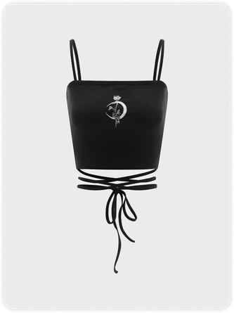 Kollyy Punk Black Lace-Up Design Slim Graffiti Halloween Top Tank Top & Cami 1 Kollyy Punk Black Lace-Up Design Slim Graffiti Halloween Top Tank Top & Cami