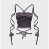 Kollyy Deep Gray Lace-Up Design Tie-Up Top Tank Top & Cami