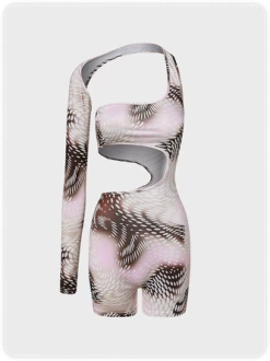Kollyy Flower Abstract Asymmetrical Design Cut Out Top Jumpsuit