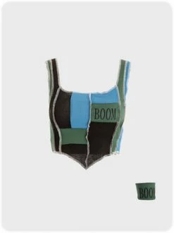 Kollyy Sweet Green Geometric Design Sleeveless Top Tank Top & Cami